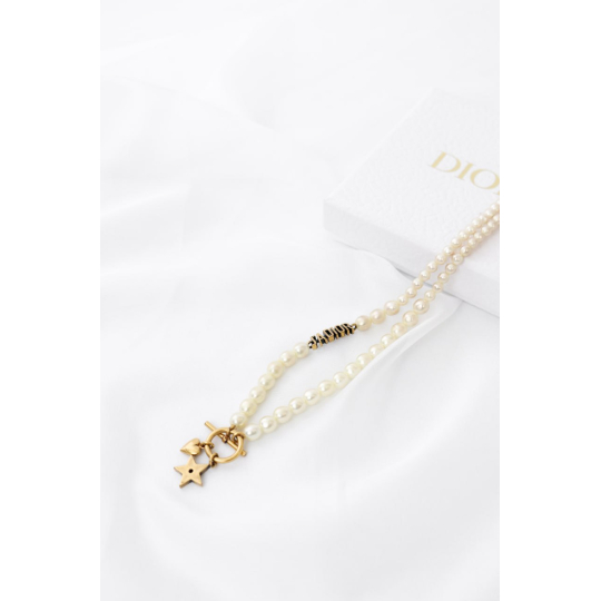 Dior Vòng Cổ Ngọc Trai Charm Ngôi Sao Và CD