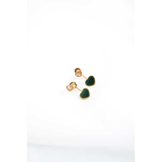 Chopard Bông Tai Happy Hearts Vàng Malachite Kim Cương