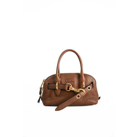 Miu Miu Leather Bowling Bag Brown