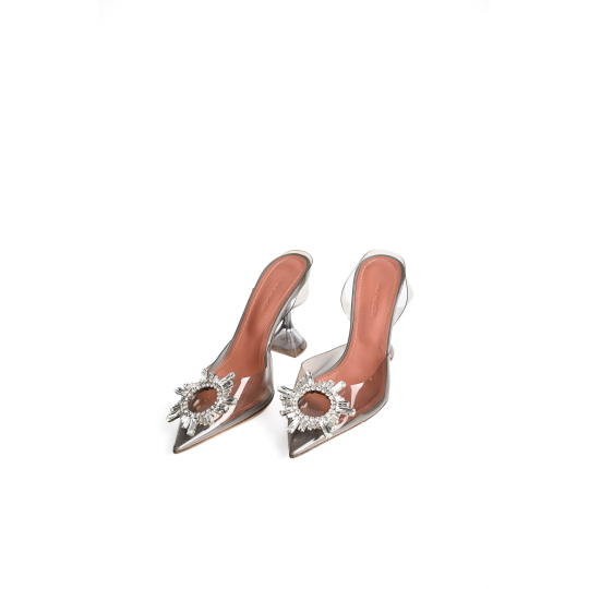 Amina Muaddi Begum Glass Mule Crystal Buckle