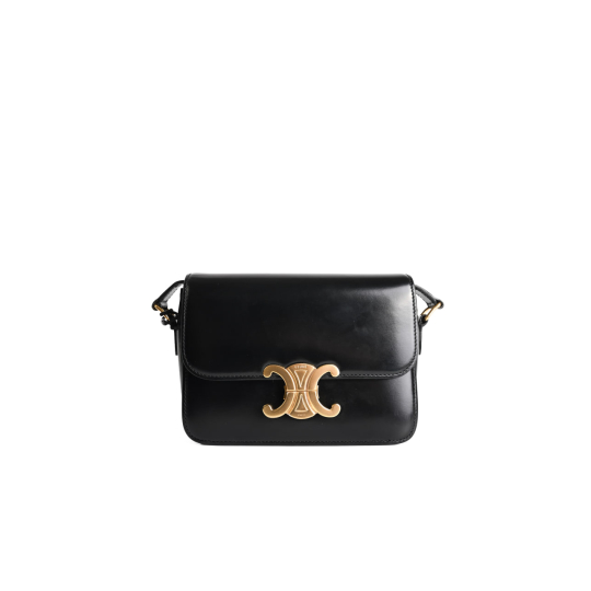Celine Classique Triomphe Medium Black Shiny Calfskin