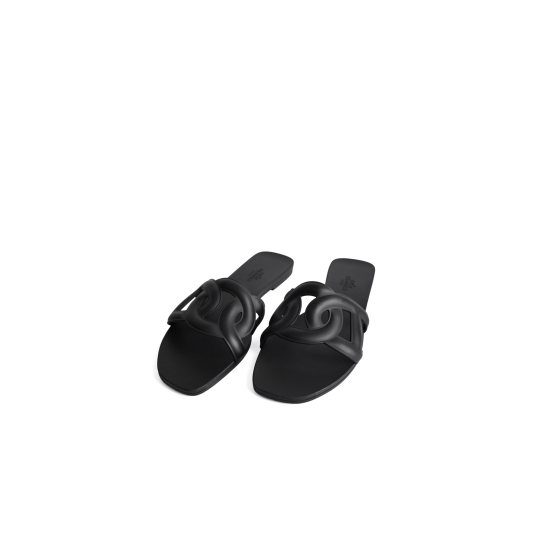 Hermes Egerie Sandal Black Rubber