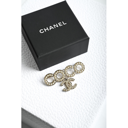 Chanel Khuyên Tai CC Đính Đá Vàng Cổ