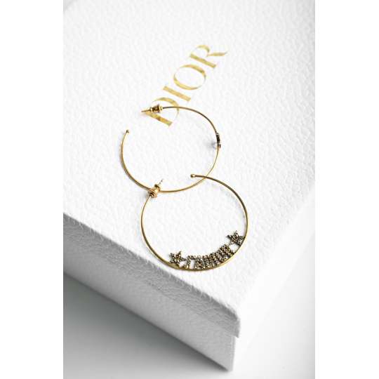 Dior Khuyên Tai Vòng Tròn Khắc Chữ