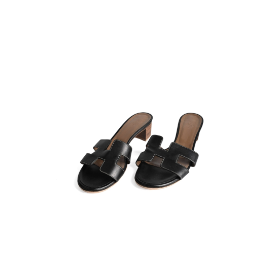 Hermes Oasis Sandal Black Calfskin