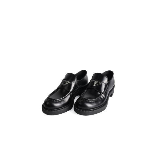 Prada Brushed Leather Loafer Black
