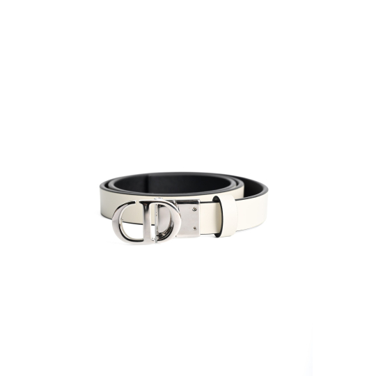 Dior Thắt Lưng CD Trắng Đen Khoá Bạc