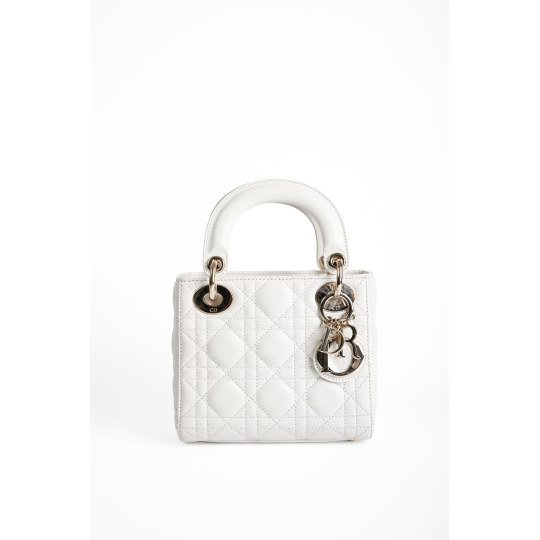 Dior Lady Dior Medium White Lambskin Silver Hardware