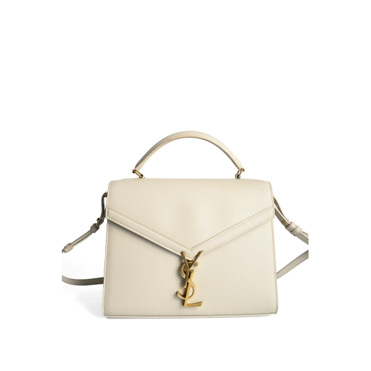 Saint Laurent Cassandra Medium Top Handle White Leather