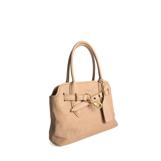 Miu Miu Bow Bowler Bag Beige Nubuck