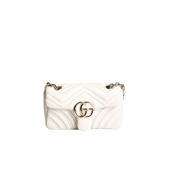 Gucci GG Marmont Small White Matelasse Leather