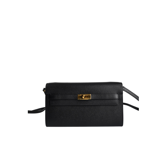Hermes Kelly To Go Wallet Black Epsom