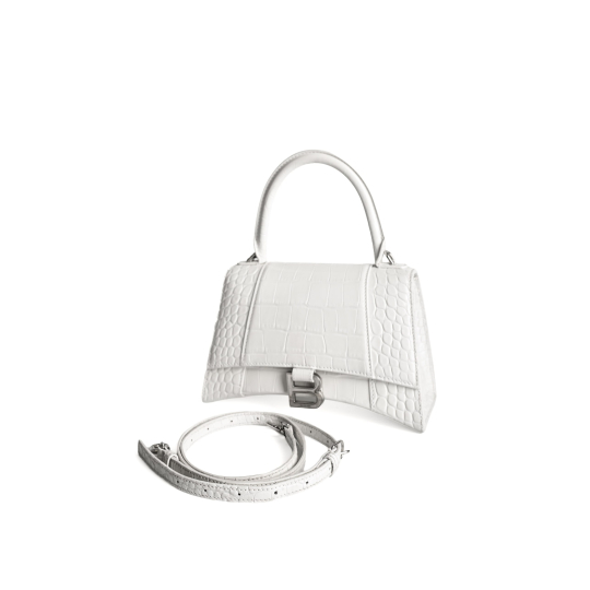 Balenciaga Hourglass Small White Crocodile Embossed