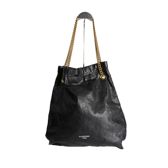 Balenciaga Crush Tote Large Black Crinkled Lambskin