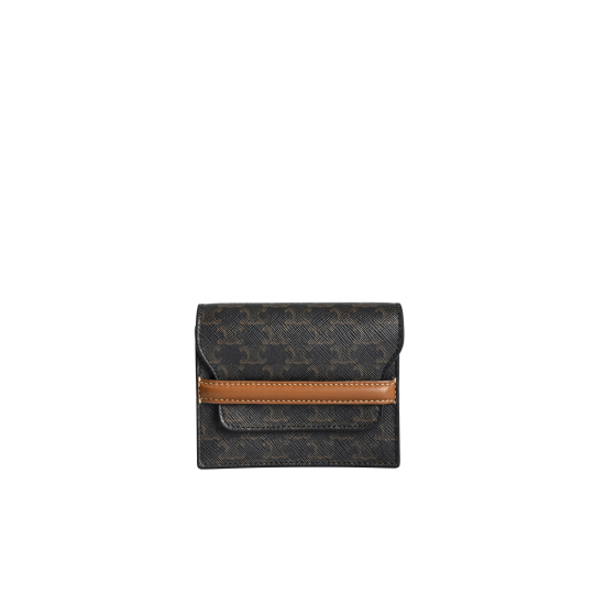 Celine Triomphe Canvas Compact Wallet Brown