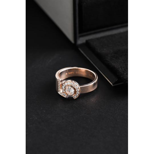 Chanel 18K Beige Gold Diamond Ring Size 52