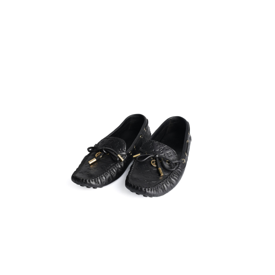Louis Vuitton Gloria Flat Loafer Black Monogram Embossed