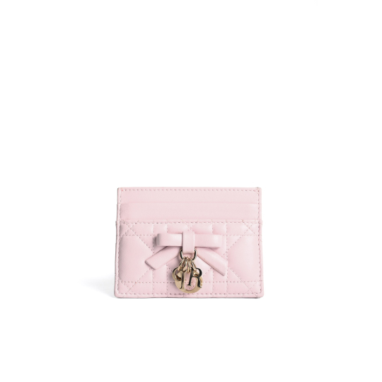Dior Card Holder Pink Cannage Lambskin