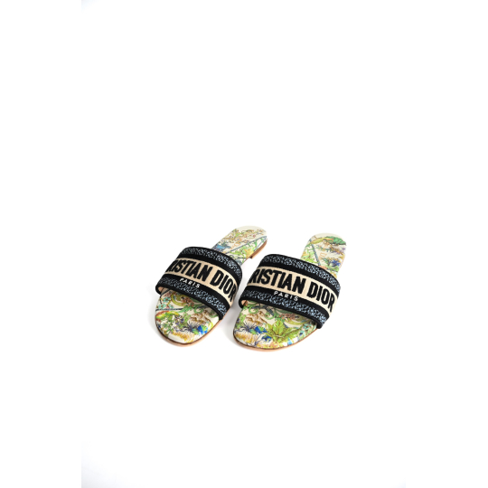 Dior Dway Slide Toile de Jouy Embroidered Logo Ribbon