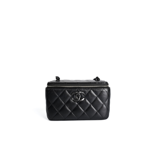 Chanel Vanity Rectangular Black Lambskin So Black