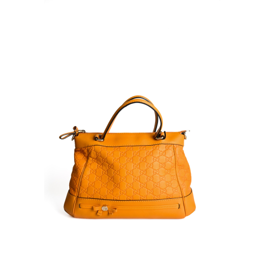Gucci Guccissima Leather Bow Tote Orange