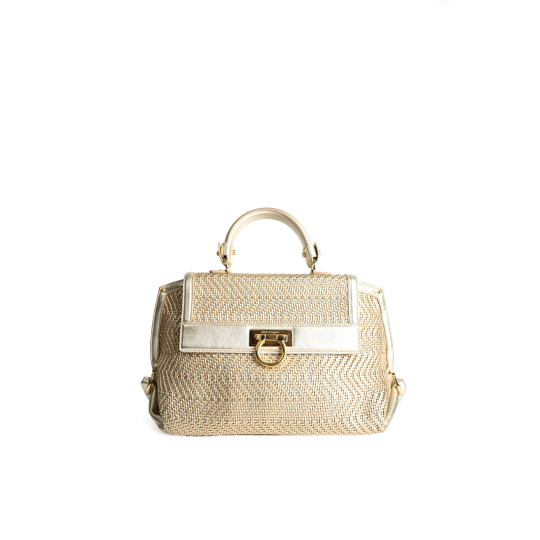 Salvatore Ferragamo Sofia Bag Beige Woven Raffia