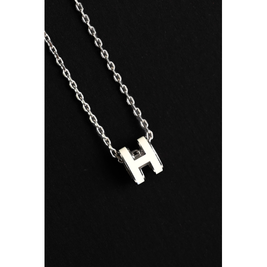 Hermes Mini Pop H Necklace White Palladium