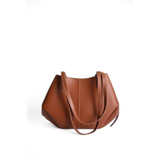Polene Cyme Tote Camel Textured Leather