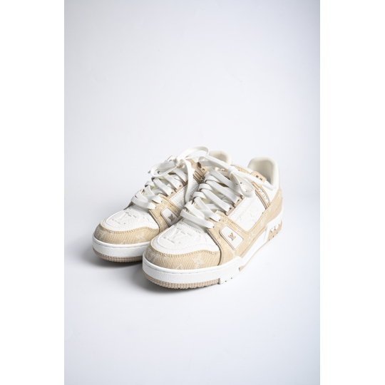 Louis Vuitton LV Trainer Sneaker White Beige Monogram