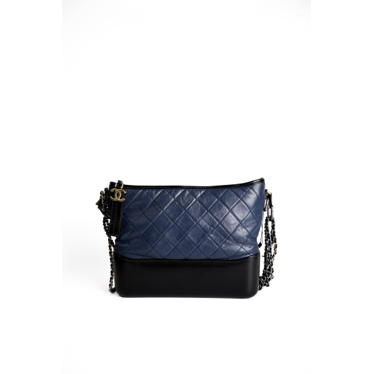 Chanel Gabrielle Hobo Small Navy Black Aged Calfskin