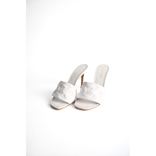 Louis Vuitton Revival Mule White Monogram-Embossed Lambskin