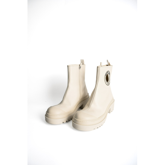 Dior D-Major Ankle Boot Ivory Calfskin Eyelet