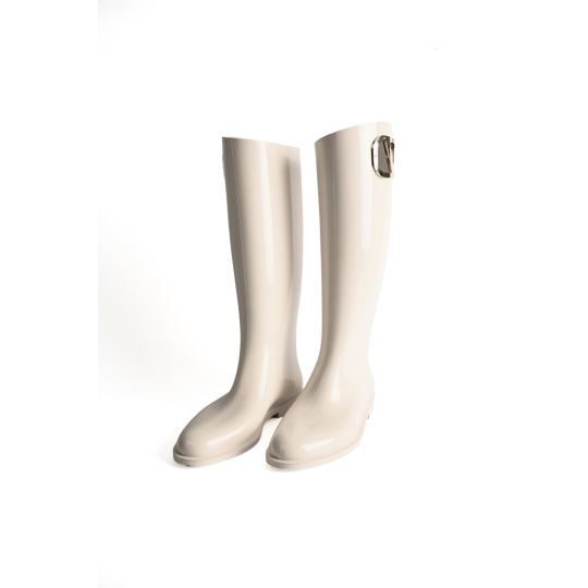 Valentino Garavani VLogo Rain Boot Ivory Rubber