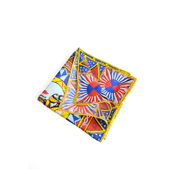 Dolce And Gabbana Silk Scarf Carretto Siciliano Print
