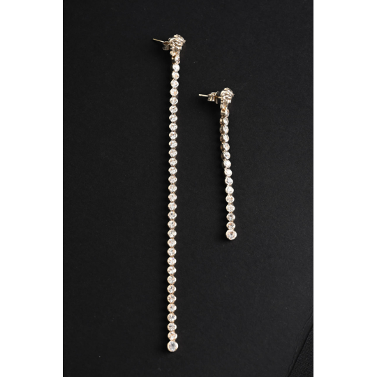 Versace Medusa Crystal Long Drop Earrings Silver