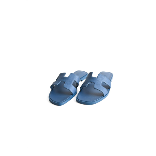 Hermès Oran Sandal Blue Calfskin