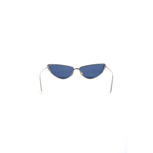 Chanel Cat Eye Sunglasses Gold Blue Lens
