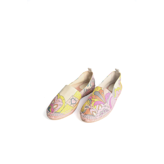 Hermes Espadrille Printed Canvas Pink Yellow
