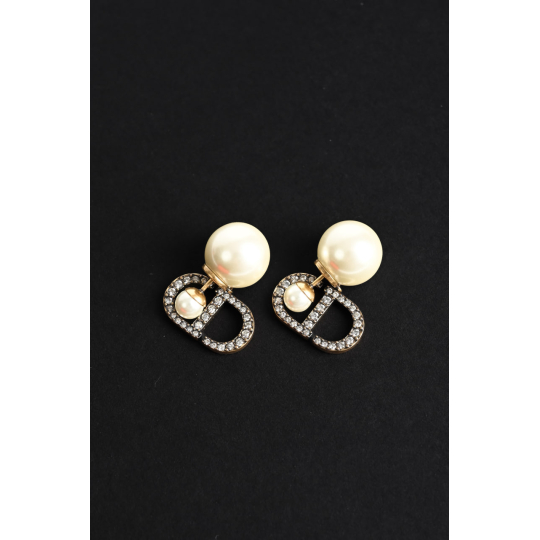 Dior Tribales Earrings Gold Crystal Pearl