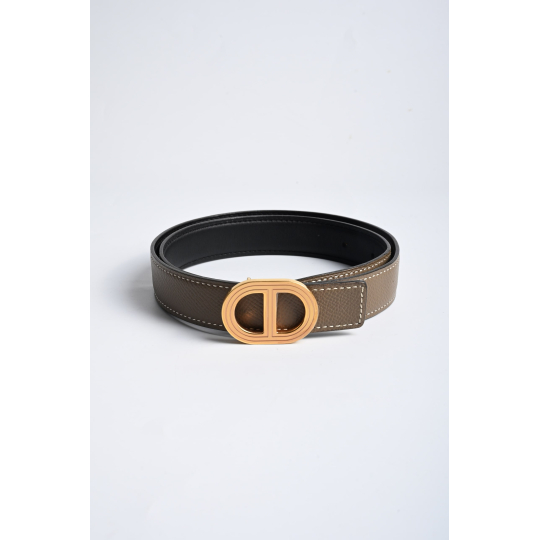 Dior CD Reversible Belt Etoupe Black