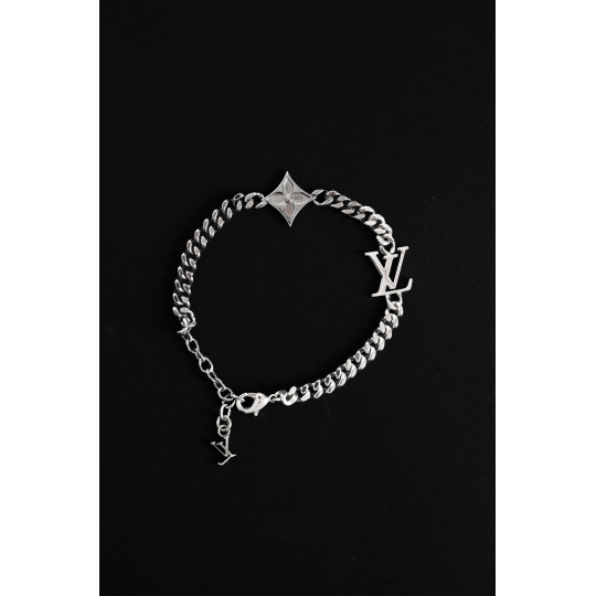 Louis Vuitton Monogram Chain Bracelet Silver LV Charm