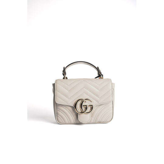 Gucci GG Marmont Mini Top Handle Bag White Matelasse