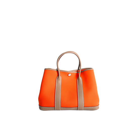 Hermes Garden Party 30 Orange Toile and Leather