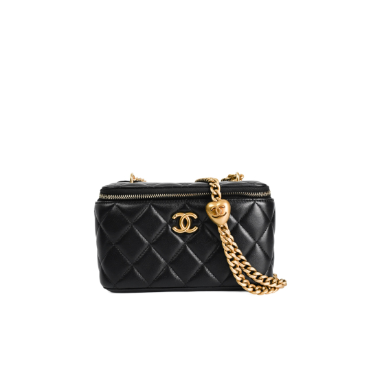 Chanel Vanity Case with Chain Black Lambskin