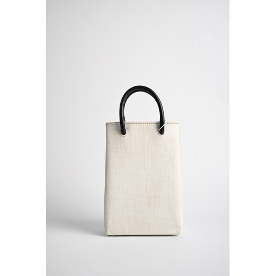 Balenciaga Shopping Phone Holder Bag White Grained Calfskin