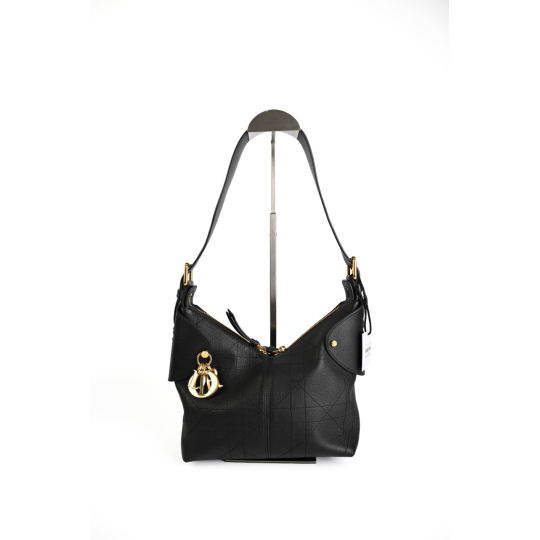 Túi Hobo Dior Da Hạt Cannage Đen Charm D.I.O.R