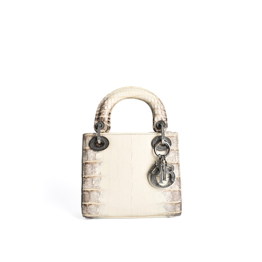 Túi Lady Dior Crocodile Trắng Ngà Ombré