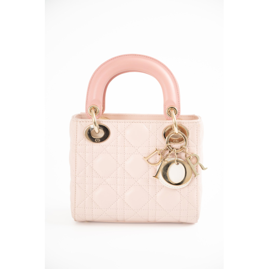 Túi Lady Dior Mini Lambskin Hồng Phấn LGHW