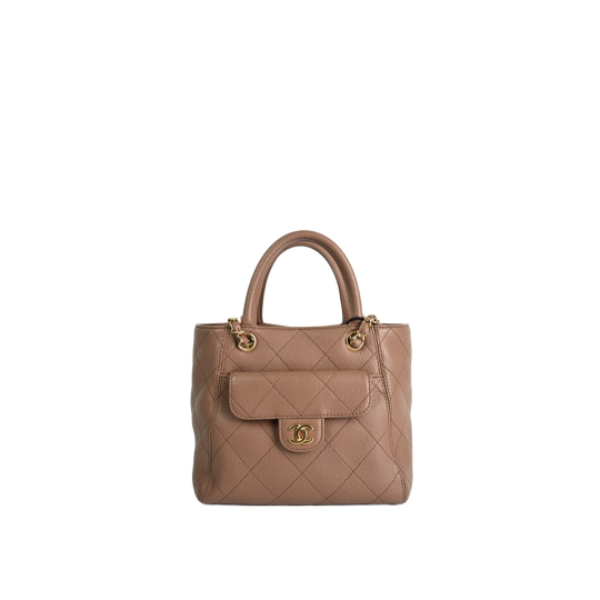 Túi Tote Chanel Da Caviar Nâu Be Túi Trước CC