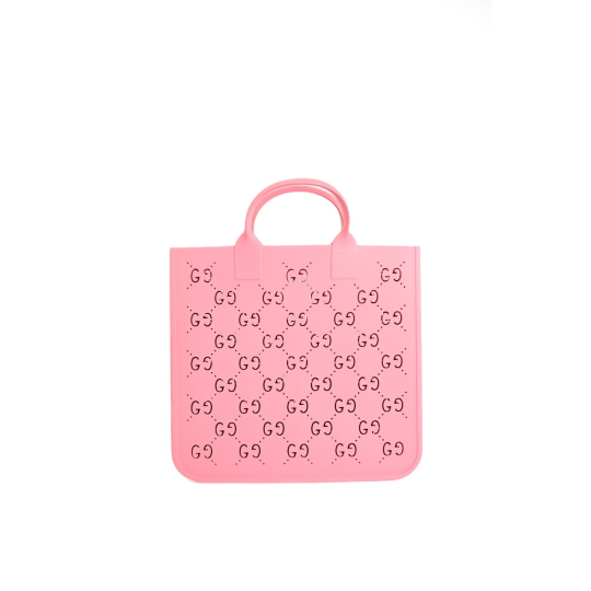 Túi Tote Gucci Cao Su Đục Lỗ GG Hồng